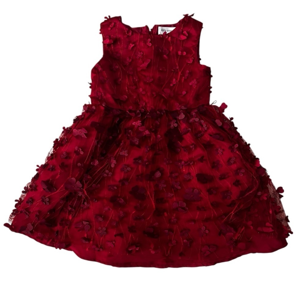 Us Angels Red Floral Kids Formal Dress